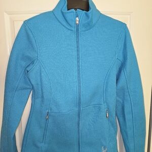 Teal Blue SPYDER jacket Wocen Exterior, Fleecy Inside